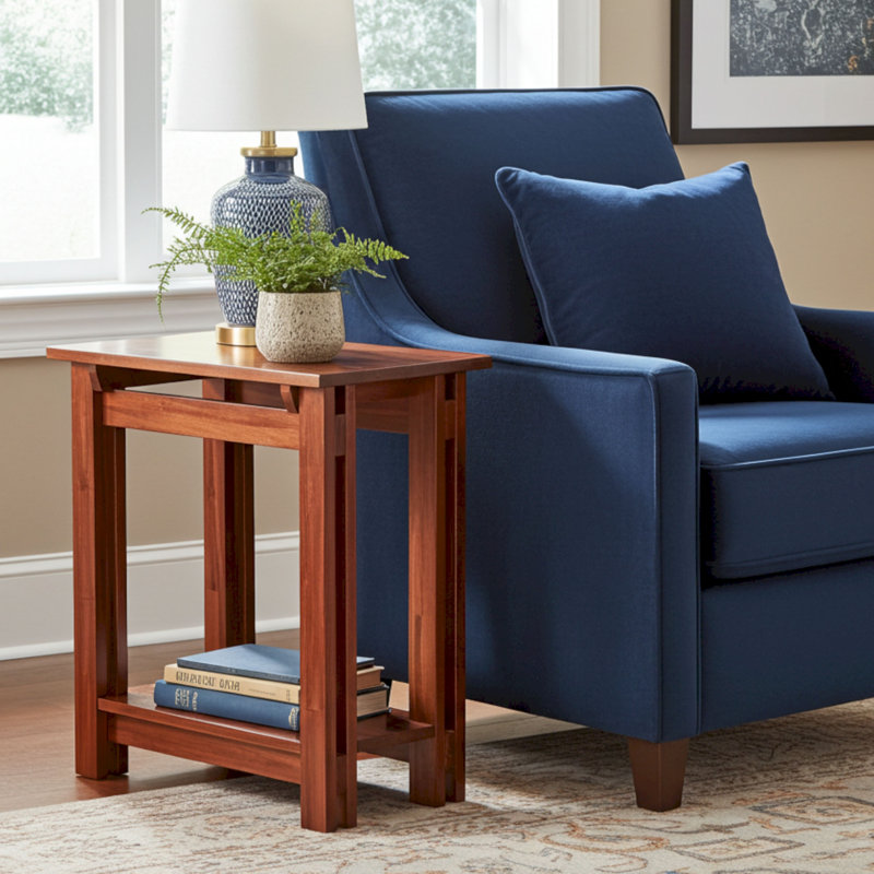 Damius Solid Wood End Table, Mahogany