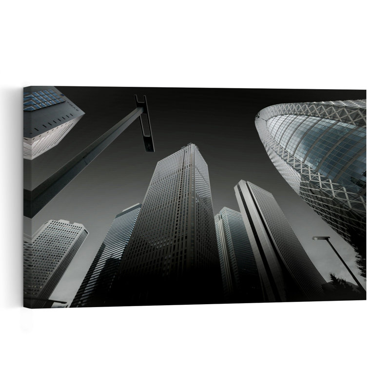 Modern Tokyo Skyscrapers Dramatic Modern Abstract Architecture City Wall Art Print 1 Piece Wrapped Canvas Wall Art