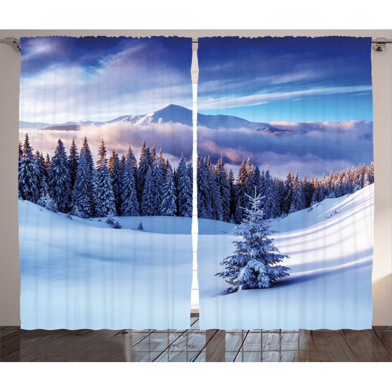 Winter Semi-Sheer Rod Pocket Curtain Panels, 54" x 63"