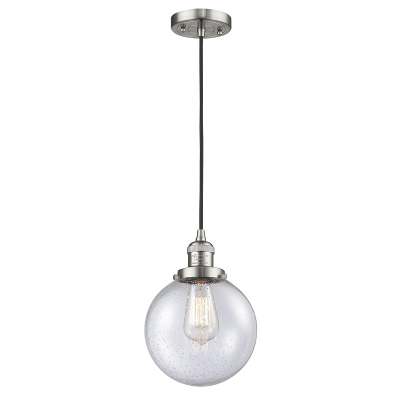 Luminaire suspendu sphère 1 lumière Clementina, Ampoule non incluse, Grainé, Nickel satiné brossé