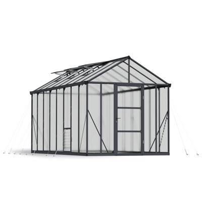 Palram - Canopia Glory 8' W x 16' D Premium Walk-In Hobby Twin Wall Polycarbonate Aluminum Frame Greenhouse Kit with Roof Vents - Gray