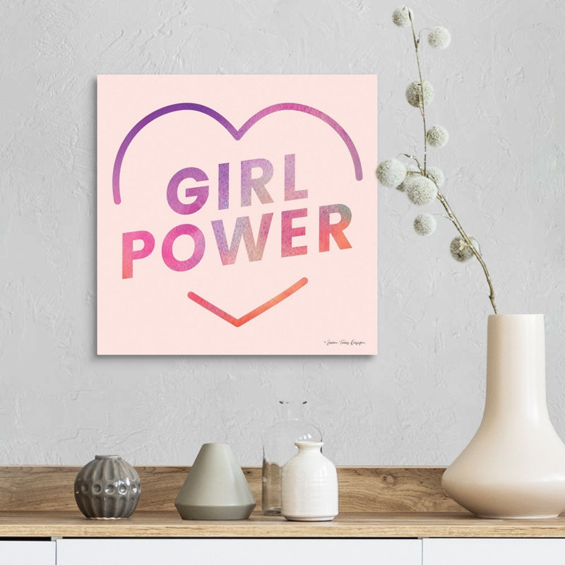 Art textuel sur toile, "Girl Power III" par Seven, Toile tendue, H 16 po x l 16 po x P 1,25 po