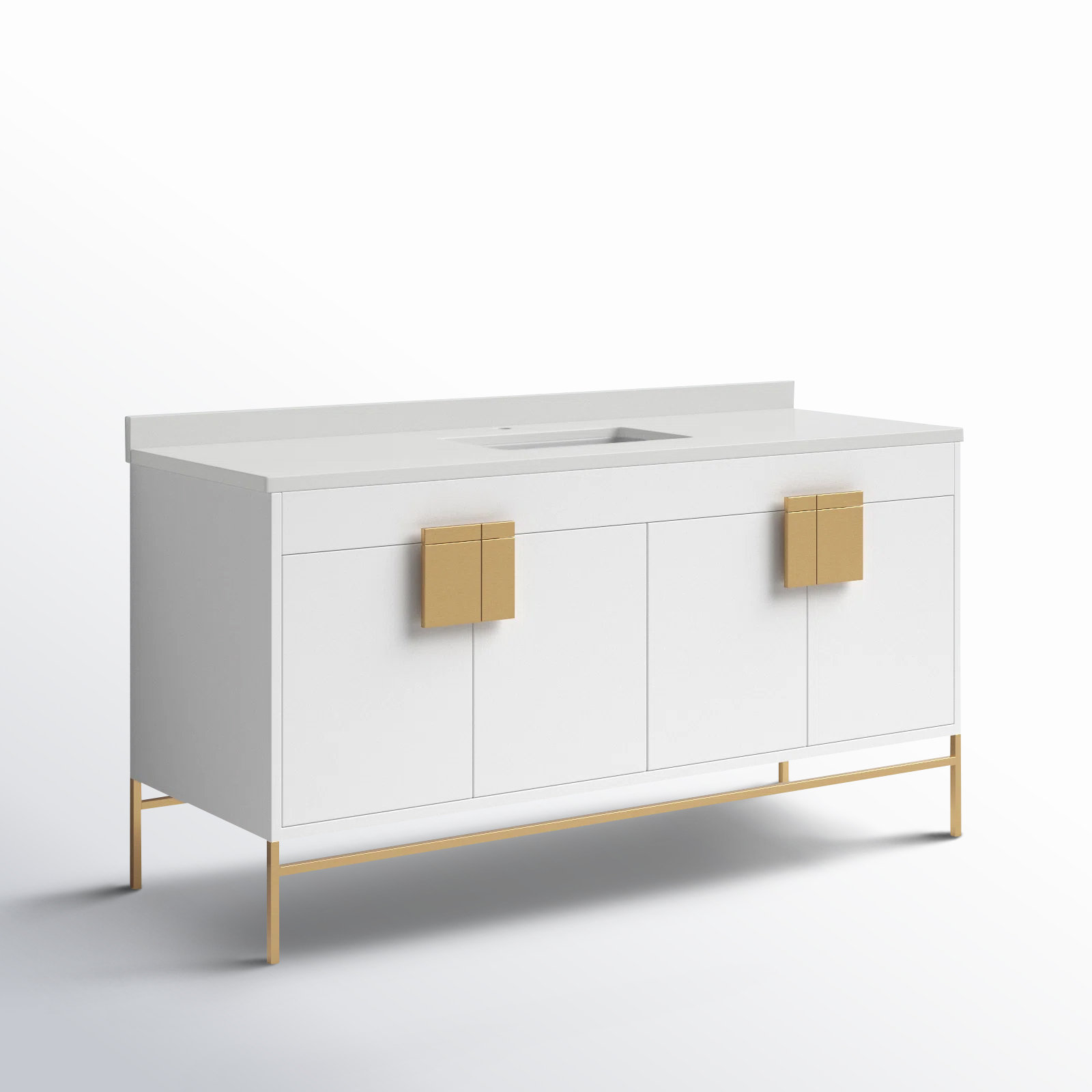 Maisie 60'' Single Bathroom Vanity, White, Satin Brass