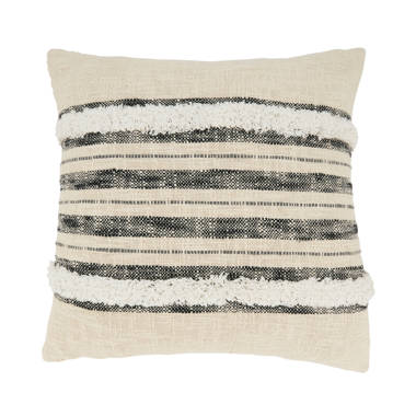 Black and white outdoor pillows, Striped Tassel, Beige