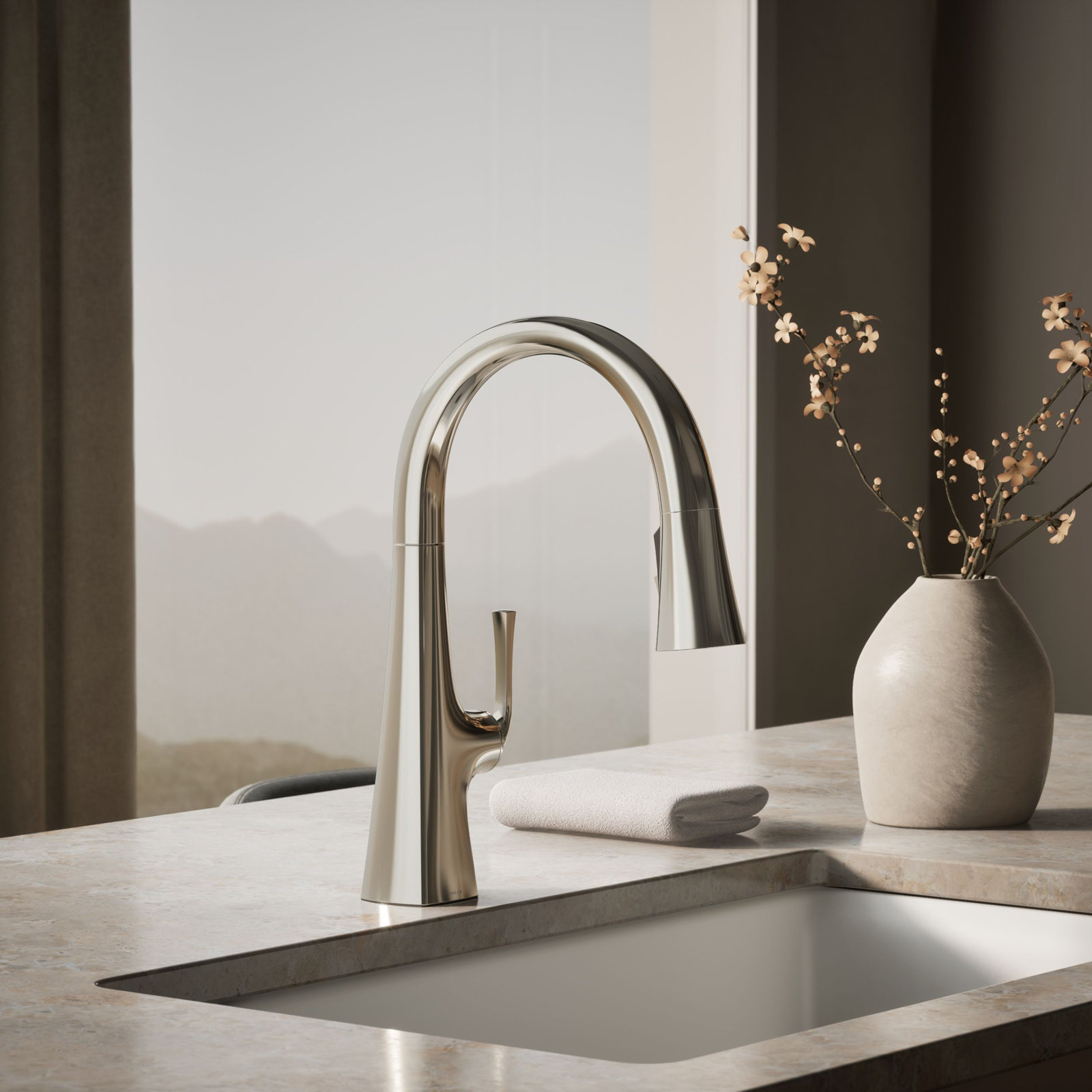 Graze Pull-Down Kitchen Sink Faucet with Three-Function Sprayhead, Polished Nickel