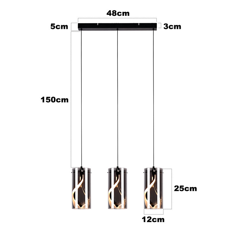 3 - Light Stainless Steel LED Bell Pendant
