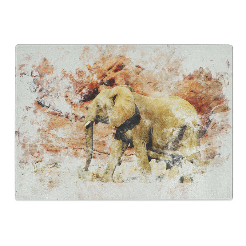 Elephant Vol.6 Watercolour Chopping Board, 0.4cm H x 28.5cm W x 39cm L