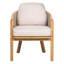 Chaise de salle à manger d'extérieur avec accoudoirs, finition teck et coussin beige (ensemble de 2)