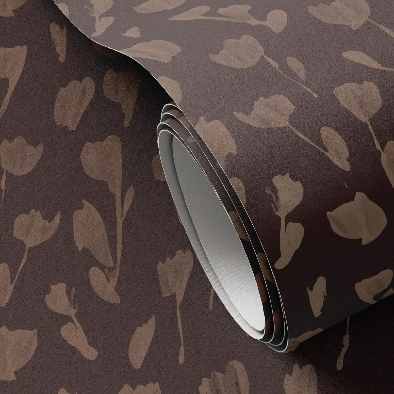 Ganon Wild Flowers I Wallpaper by Roseanne Kenny, Black/Tan II