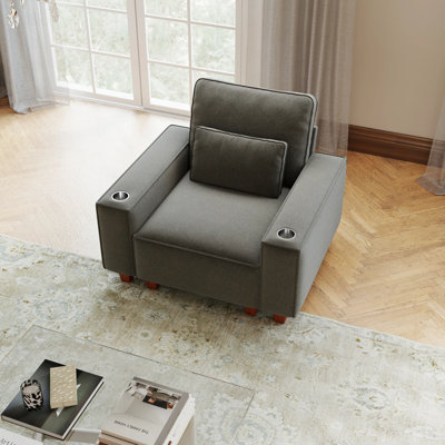 Ensemble de canapé de style minimaliste moderne et de fauteuil de style médiéval, meubles de salon à structure en bois franc avec mousse haute densité, livraison en deux paquets pour une manipulation facile