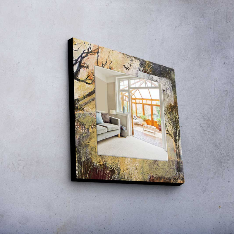 Élégant miroir décoratif avec cadre 100% bois de pin, 19,7 po x 19,7 po | Miroir en verre véritable (épaisseur: 0,2 pouce) | Peinture sur tissu élégante | Parfait pour la décoration intérieure et le vestibule, design durable et chic