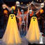 Ensemble de 2 décorations fantômes d'extérieur d'Halloween avec télécommande, ensemble de fantômes lumineux avec support renforcé, grand ensemble de bricolage fantôme effrayant avec guirlandes de lumières
