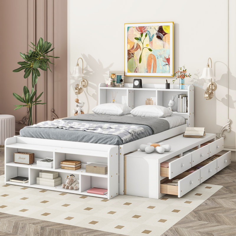 Aylissa Kids Full Platform with Drawers, White