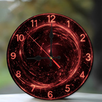 Clock Face With Red Energy Vortex