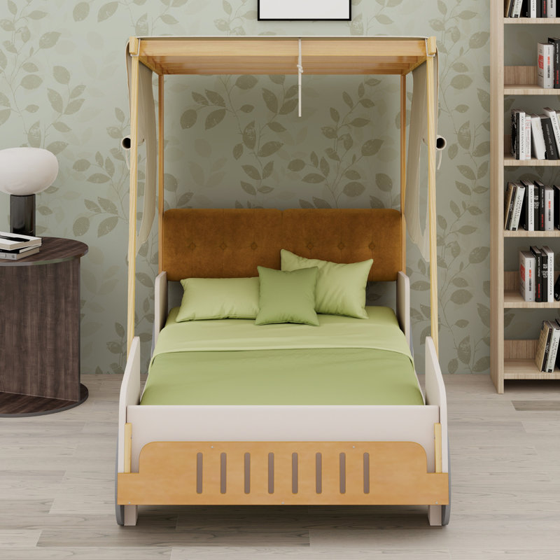 Lit voiture avec coussin, toile de plafond