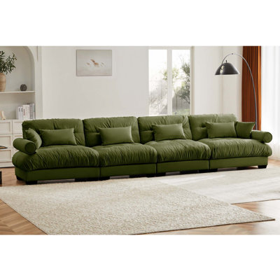 Canapé modulaire en velours 3 places avec coussins Frederick