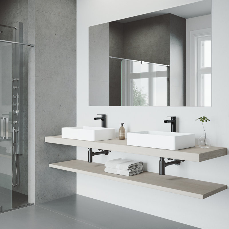 Magnolia 21" L x 14" W x 5" H Rectangular White Matte Stone™ Vessel Bathroom Sink with 10" H Faucet