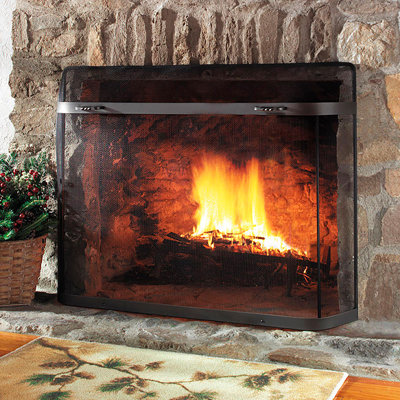 44"W x 33"H Vintage Iron Spark Guard