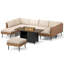 Ensemble de conversation modulaire en osier 9 pièces avec coussins et table de foyer d'extérieur 9 pièces-1533444489