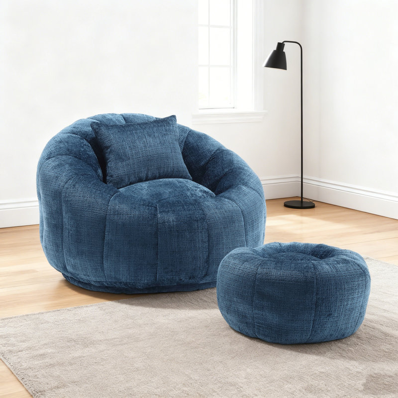 Full Compression Modern Bean Bag Chairs, Peacock