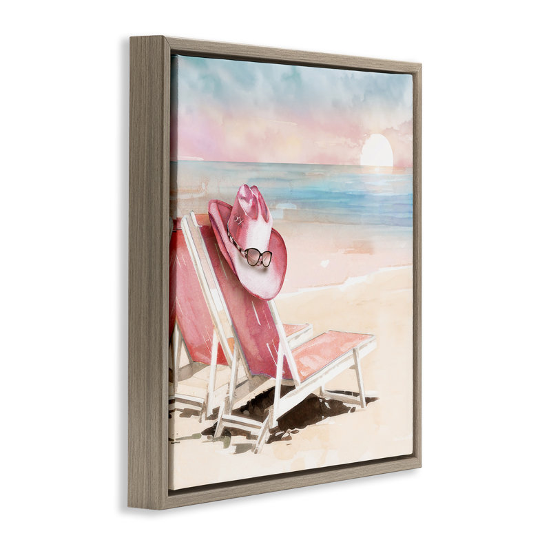 Cadre flottant de chaises de plage rose rosé, design par Paul Mathenia, H 25 po x l 25 po, Montalcino orme flottant encadré
