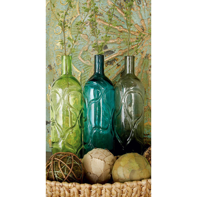 Glass Table Vase, 16" H  x 8" W x 8" D