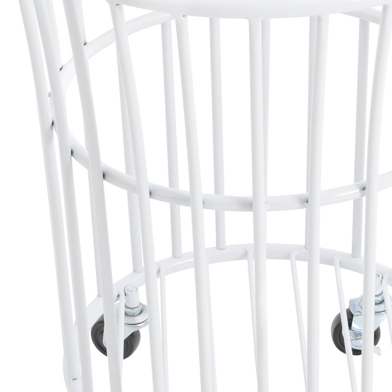 Metal Laundry Basket, Laundry Basket With Wheel, White