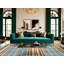  Tapis lavable à rayures crème bleu ciel-2134512395