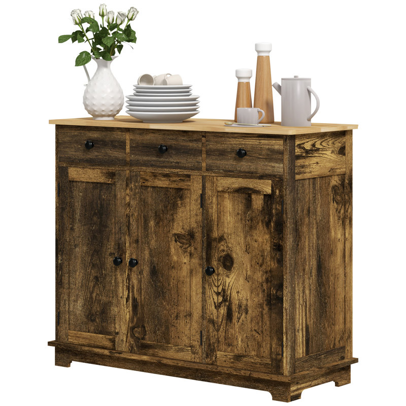 Buffet 3 tiroirs Wynnwood, Brun rustique