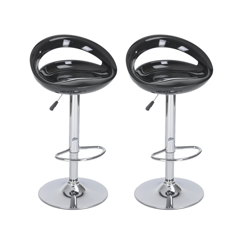 Vinnie Swivel Adjustable Height Bar Stool with Steel Frame, Black