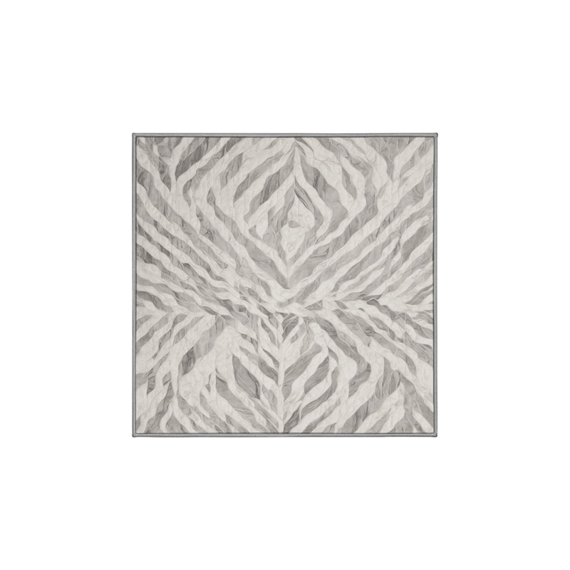 Machine Washable Gray Area Rug, Square 4'