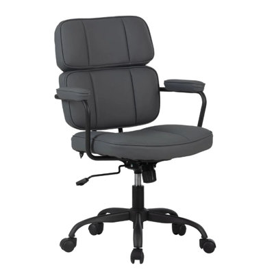 Fauteuil de coiffeuse pivotant avec roulettes Cindy, coussins d'accoudoirs rembourrés en similicuir, rotation à 360 degrés