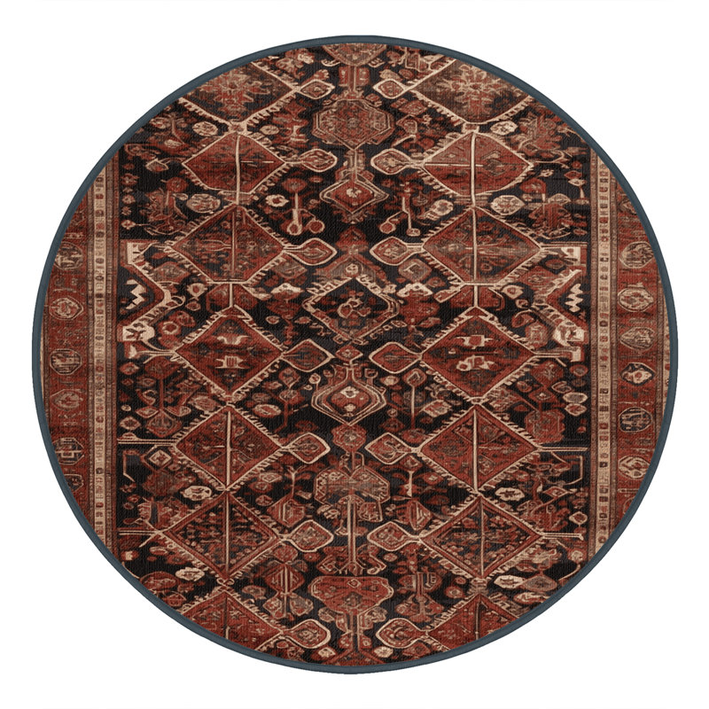 Tapis brun lavable à la machine, Rond 4 pi