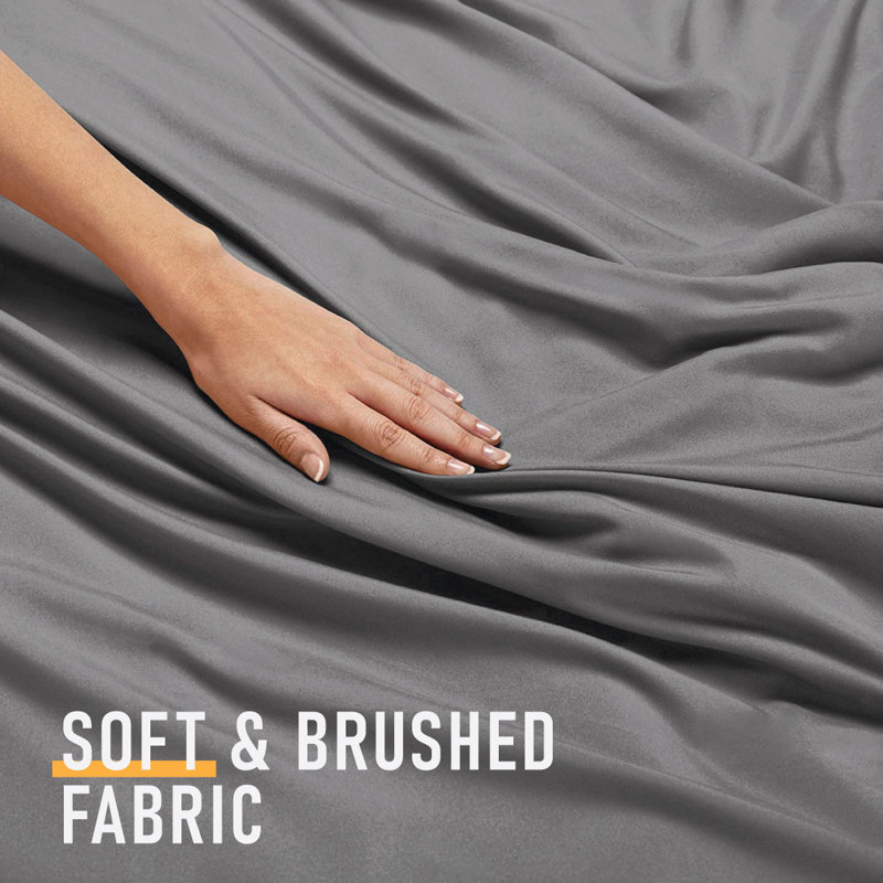 Cathyjo Super Soft Microfibre Reversible 200 TC Plain Duvet Cover Set with Cases, Grey