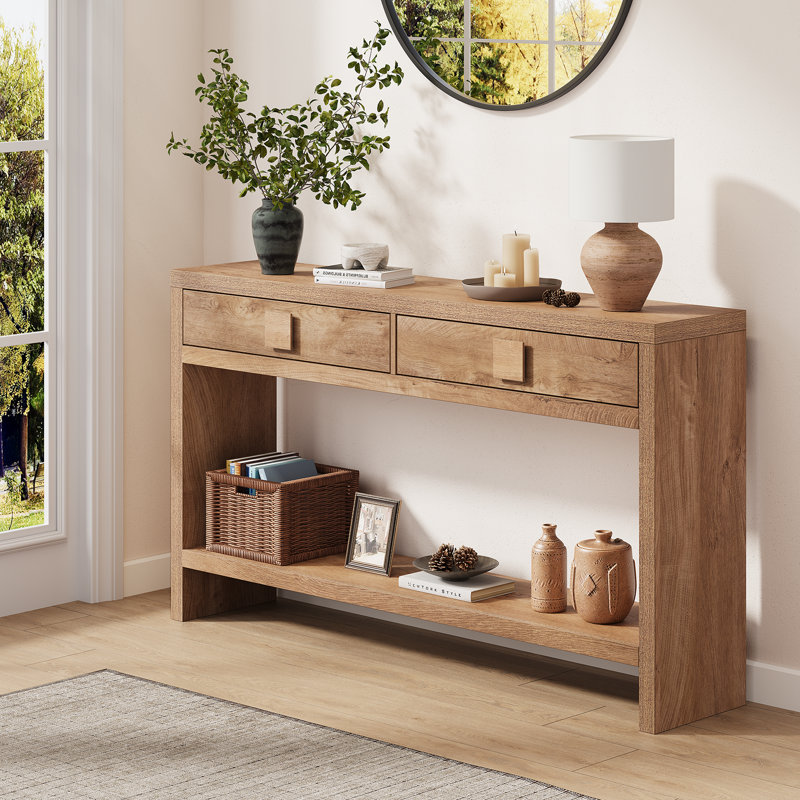 Console en bois avec 2 tiroirs, table de canapé pour le couloir, le vestibule, le salon, H 31,5 po x l 55,13 po x P 11,9 po