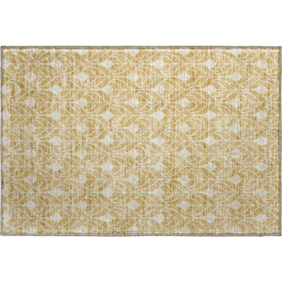 Premium Machine Washable Prisco Gold Rug
