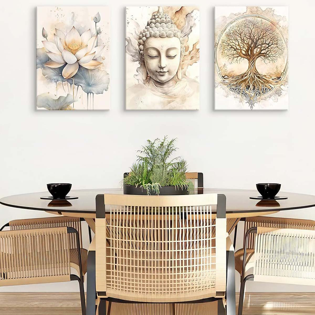 East Urban Home 60*40,3Pcs Zen Canvas Wall Art Prints Beige Tree Of ...