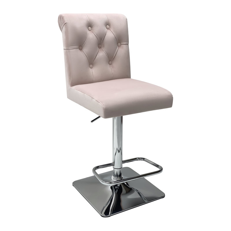 Segarra Swivel Upholstered Adjustable Height Counter Stool with Metal Frame, Pink