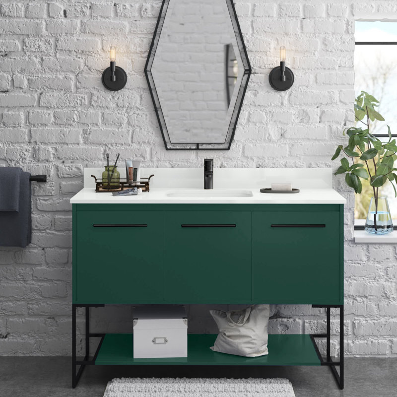 Ensemble de meuble-lavabo simple 48 po Rozell, Noyer brun