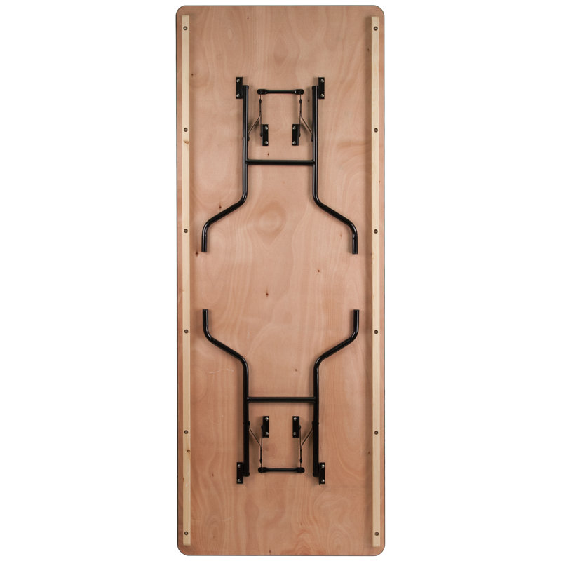 Rectangular Wood Folding Banquet Table with Clear Coated Finished Top, 76.2cm H x 243.84cm L x 91.44cm W