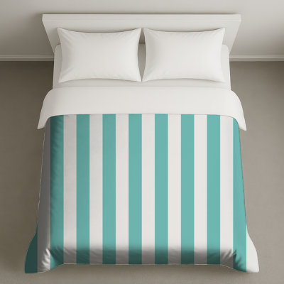 Housses de couette à rayures verticales turquoise