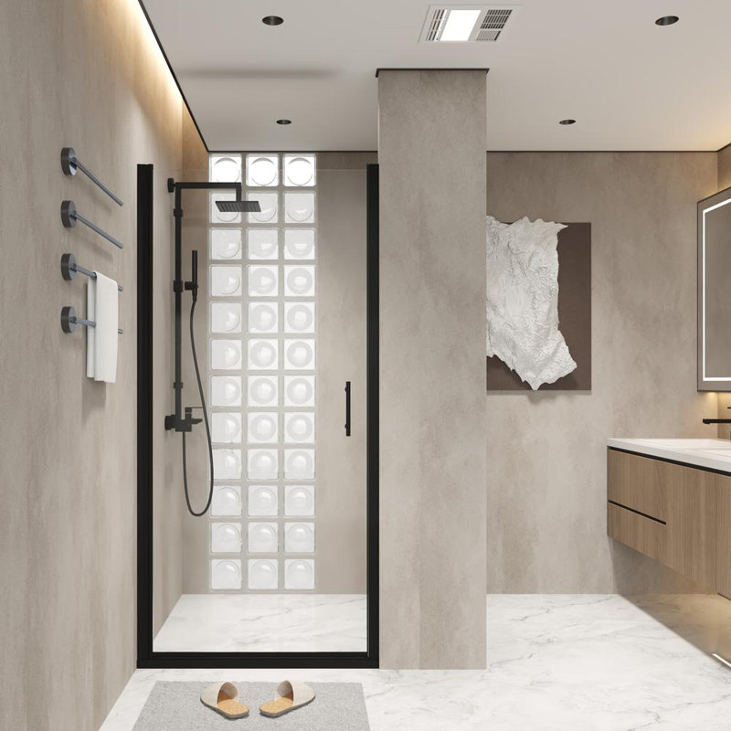 Half Frame Shower Door (Matte Black)