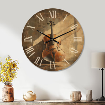 Solo in Warm Light I - Rustic Round Wall Clock, Printed on Wood