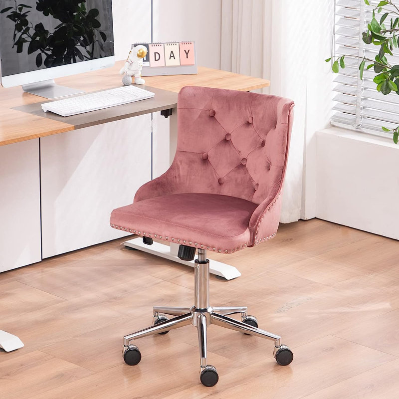 Matthias Task Chair Office Chairs Makeup chair, Chrome, Pink