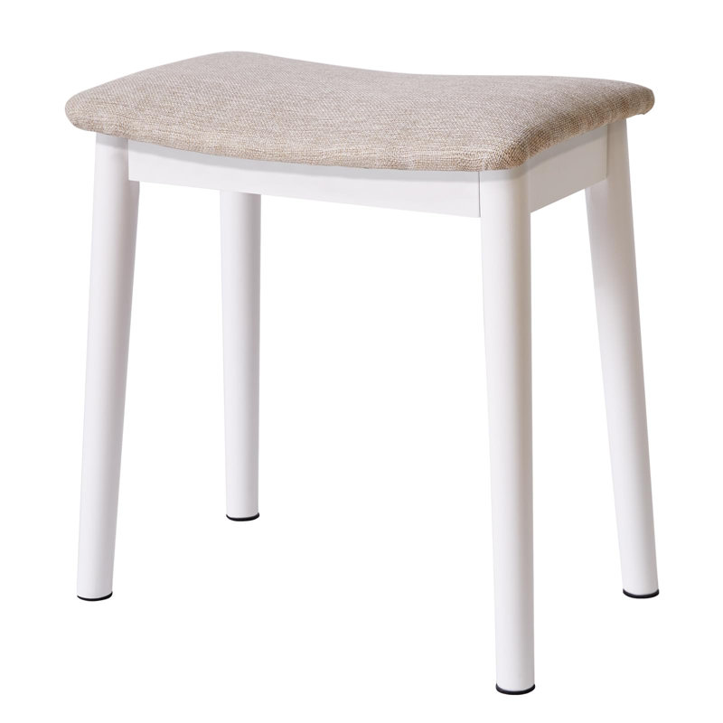Tabouret de coiffeuse à coussin de selle, repose-pieds avec pieds en bois massif, banc de coiffeuse moderne pour piano, siège rembourré, pieds et lin clair