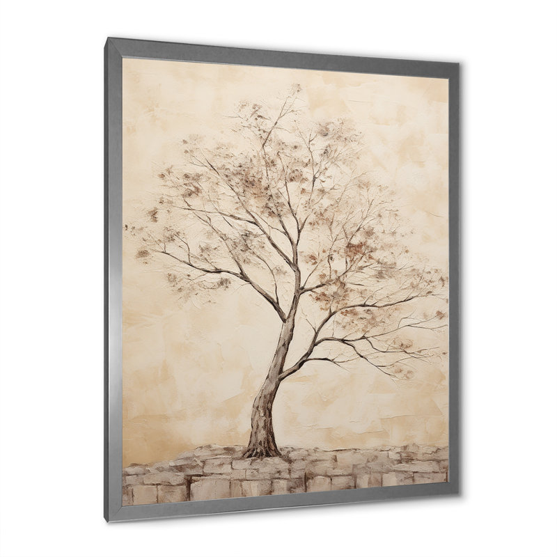 Arbre africain africain, minimalisme II - art mural africain sur toile, Cadre flottant blanc, H 20 po x l 12 po