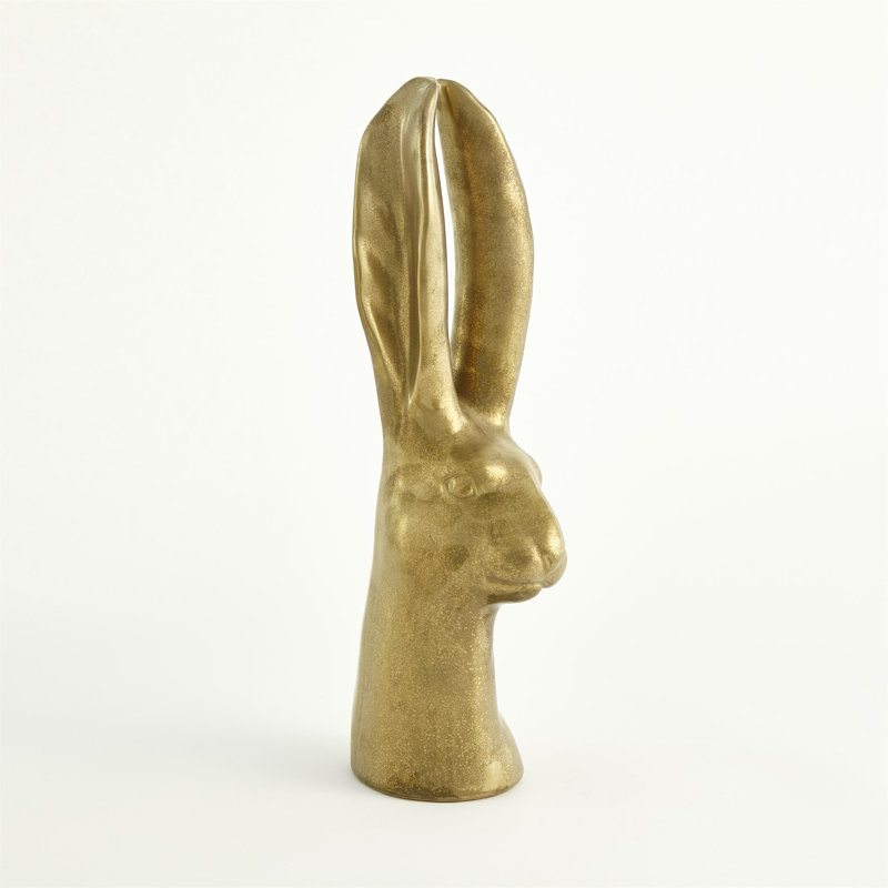 Rabbit Figurine, 16.25" H x 6.25" W x 6.25" D, Matte Gold