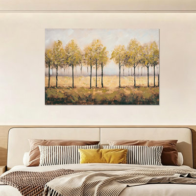 24 po x 36 po, art mural d'automne encadré, peinture à l'eau texturée imperméable pour salon, chambre à coucher