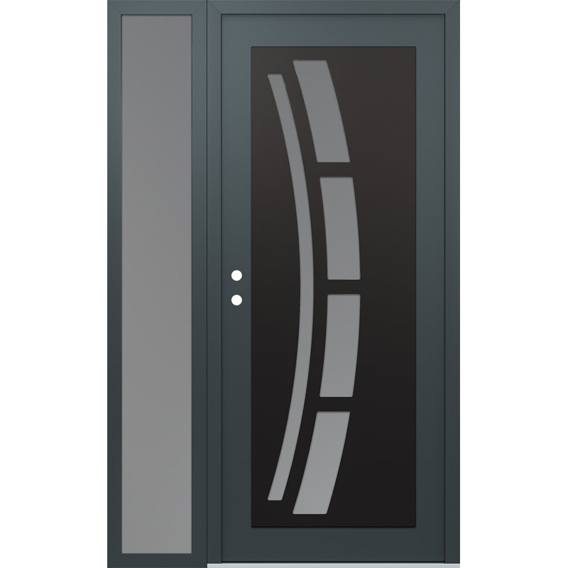 C12 droitier 50 po X 80 po Panneau de porte en verre givré anthracite et anthracite, Oui, 51,25 po L x 81,69 po H, Gelé