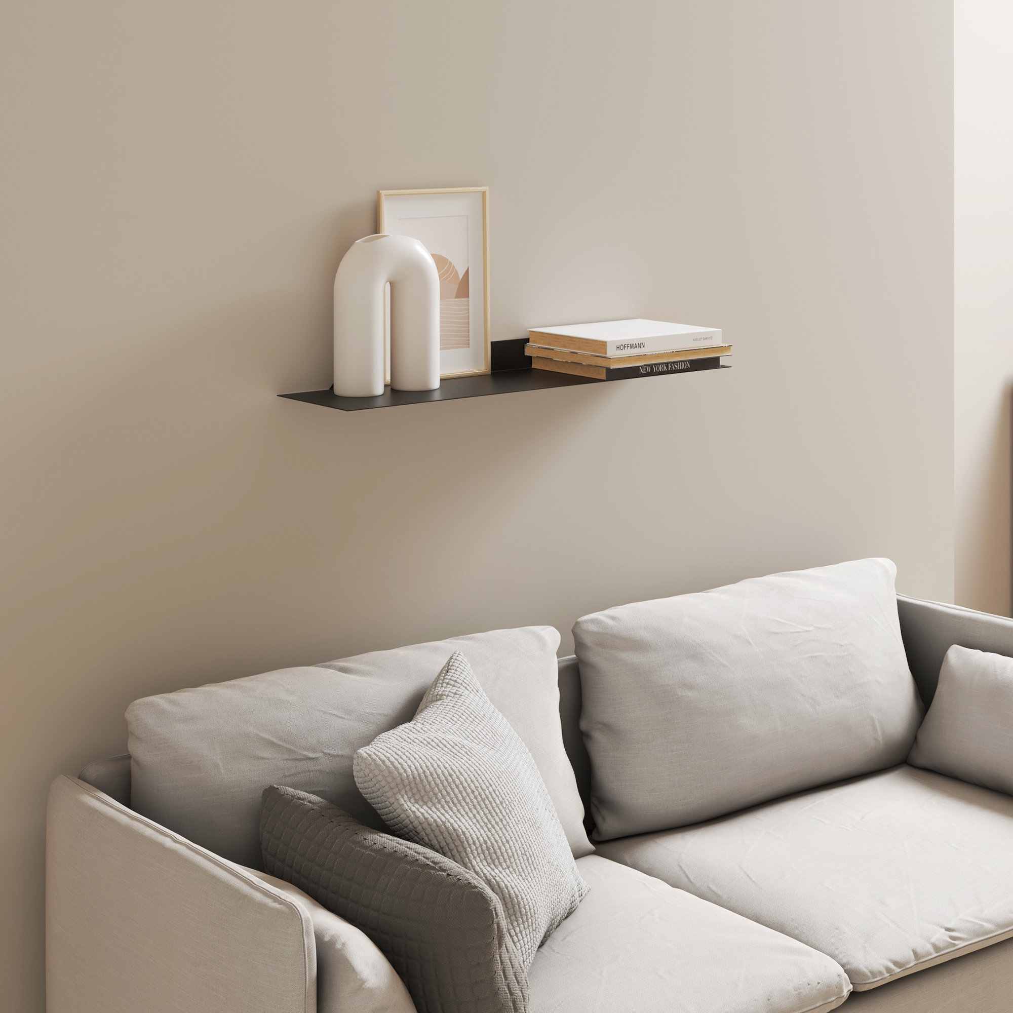 Maja Metal Floating Shelf, Black, 1.75" H x 24" W x 6" D
